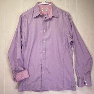 Ted Baker Endurance Dress Shirt Men 16 Purple Casual Flip‎ Cuff